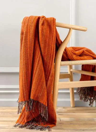 Tangerine Tweed Wool Throw